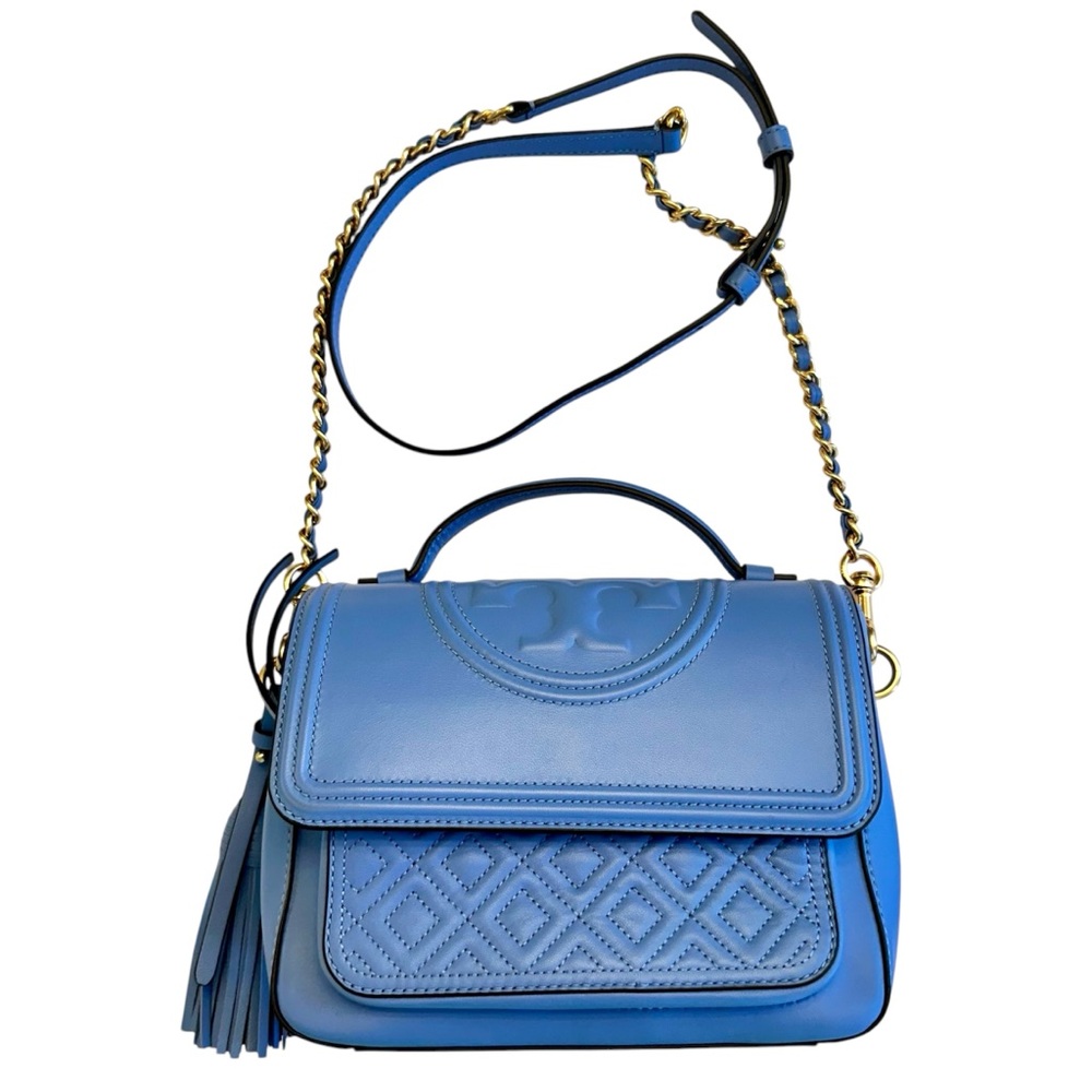 Tory Burch Fleming periwinkle small leather convertible crossbody bag lotus blue - Picture 2 of 16